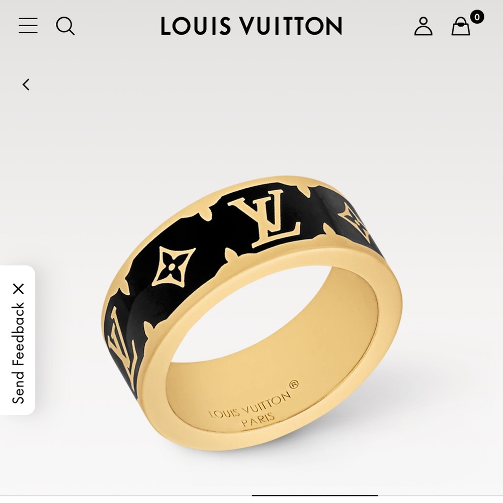 Louis Vuitton Gold and Black Minimalist Ring